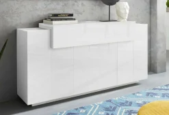 Credenza bianco lucida 162x44x86h cm 4 ante - Augusto