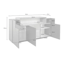 Credenza bianco lucida 160x46x85h cm 4 ante - Aschly