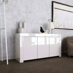 Credenza bianco lucida 170x40x60h cm 2 ante e 3 cassetti - Andie
