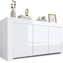 Credenza bianco lucida 170x40x60h cm 2 ante e 3 cassetti - Andie