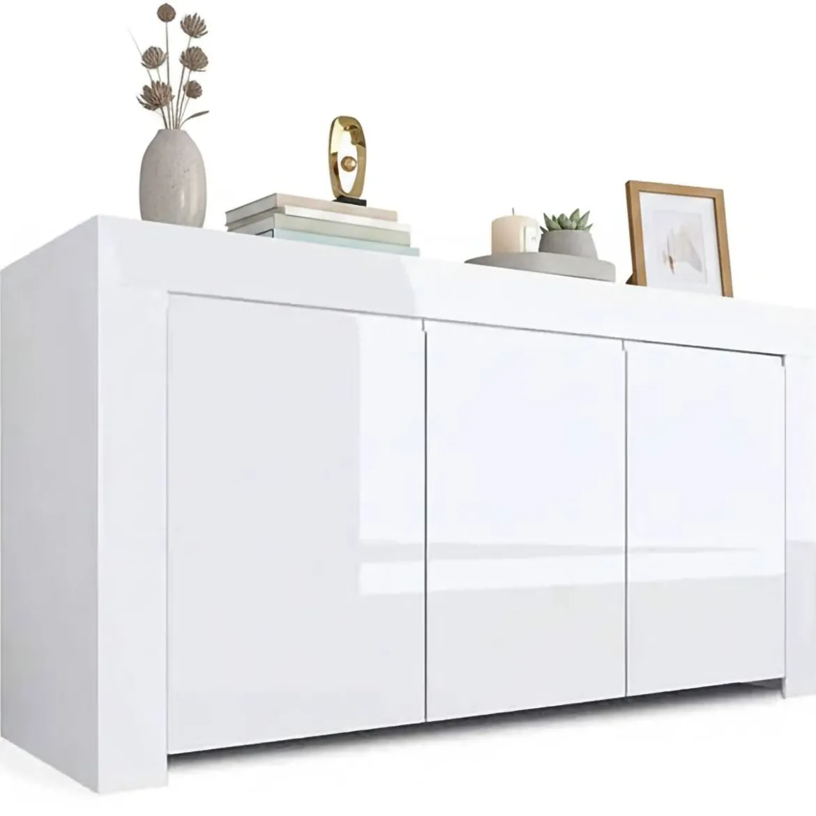 Credenza bianco lucida 170x40x60h cm 2 ante e 3 cassetti - Andie