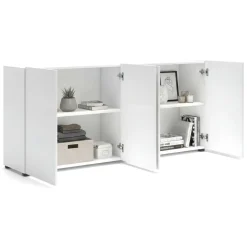Credenza bianco lucida 180x41x86h cm 4 ante - Aulina