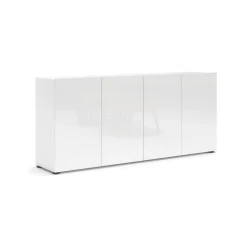 Credenza bianco lucida 180x38x79h cm 4 ante - Amacord