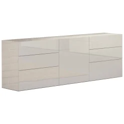 Credenza Bianco Lucido 6 Cassetti Un'anta 170x40x60.2h cm, Apertura Battente e Scorrevole - Agito
