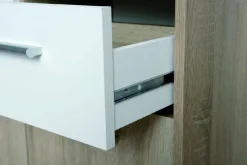 Credenza Bianco Marrone Quercia 2 Cassetti Apertura Battente 77x30x77h cm, 3 Ante - Piglio