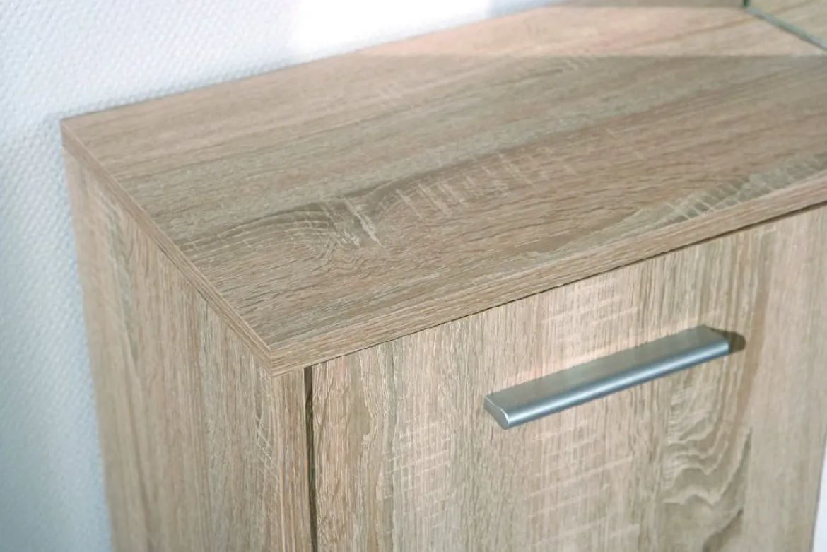 Credenza Bianco Marrone Quercia 2 Cassetti Apertura Battente, Scorrevole 115x30x77h cm, 5 Ante - Pianisi