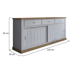 Credenza Bianco Marrone Rovere 3 Cassetti un Ripiano 40x150x78h cm, Apertura Battente, Scorrevole - Cadillac