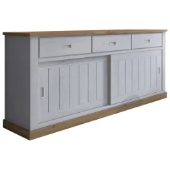 Credenza Bianco Marrone Rovere 3 Cassetti un Ripiano 40x150x78h cm, Apertura Battente, Scorrevole - Cadillac
