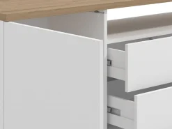 Credenza Bianco Marrone Rovere 4 Ripiani 6 Vani 43x81x138h cm, 3 Ante - Cleburne