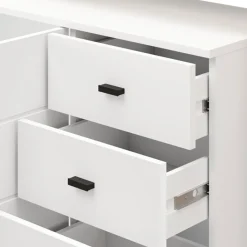 Credenza Bianco Marrone Rovere Nodi 4 Ripiani 6 Vani 30x81x138h cm, 2 Ante - Edgewood