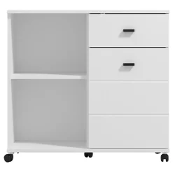 Credenza Bianco Nero 2 Ripiani un Cassetto 77x35x78h cm, 2 Ante - Pisac