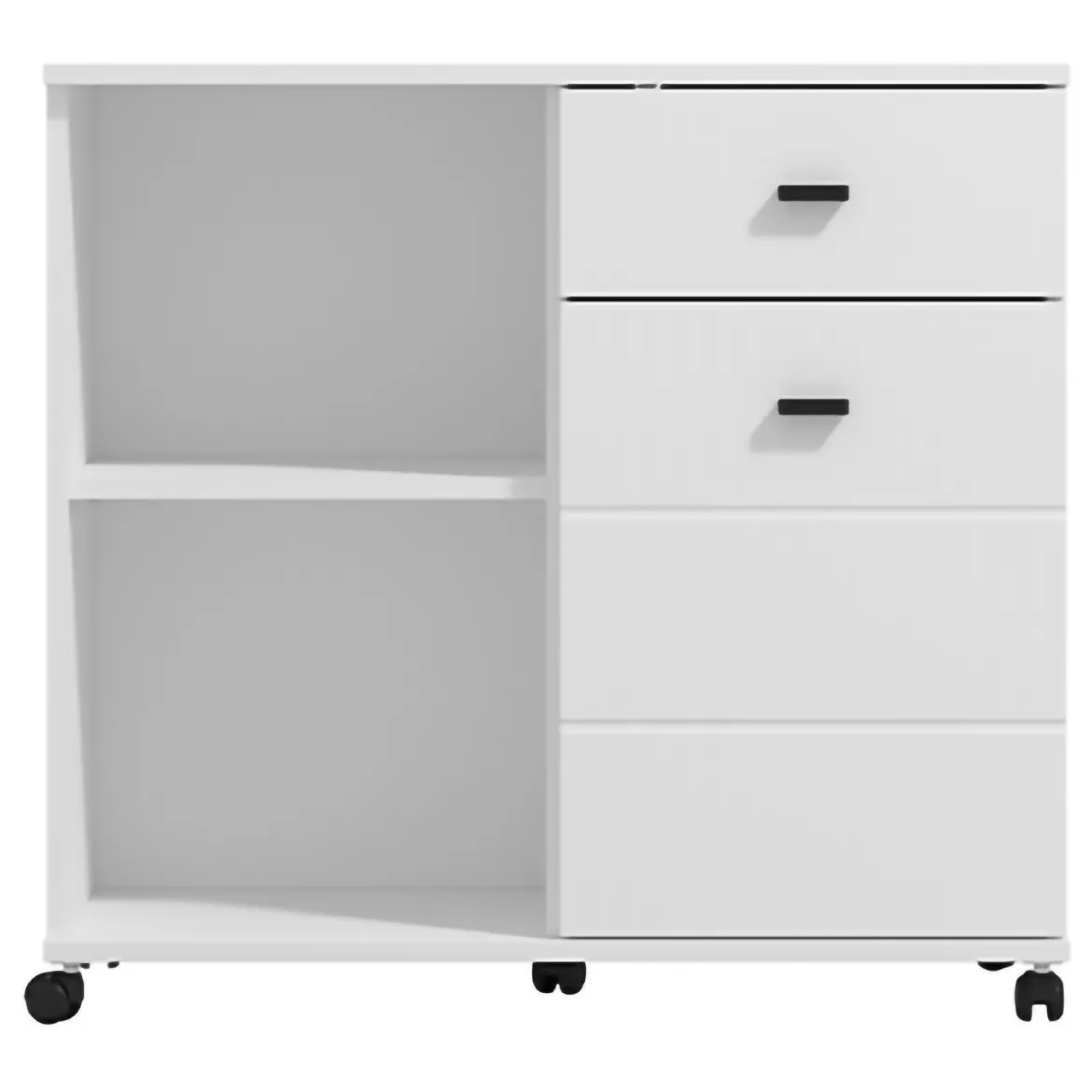Credenza Bianco Nero 2 Ripiani un Cassetto 77x35x78h cm, 2 Ante - Pisac