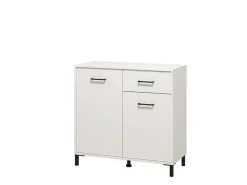 Credenza Bianco Nero 2 Ripiani un Cassetto 93x40x90h cm, 2 Ante - Laerruu