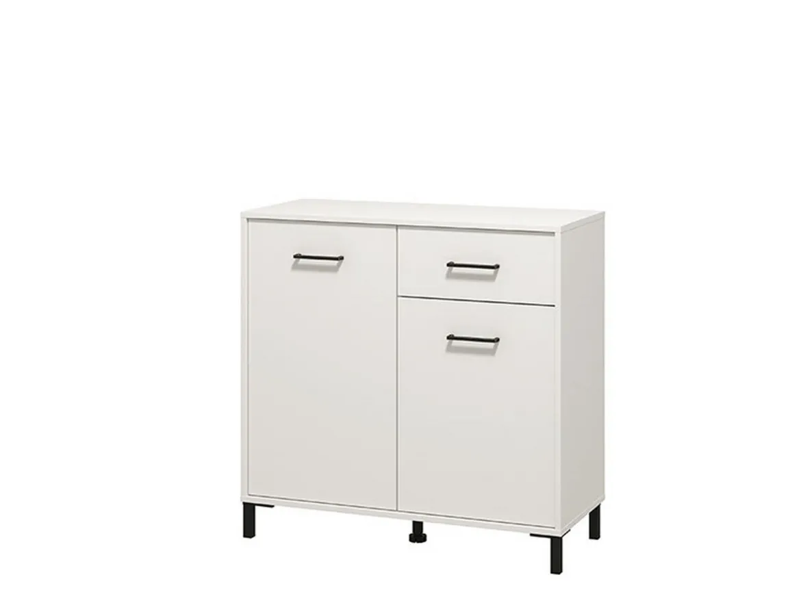 Credenza Bianco Nero 2 Ripiani un Cassetto 93x40x90h cm, 2 Ante - Laerruu
