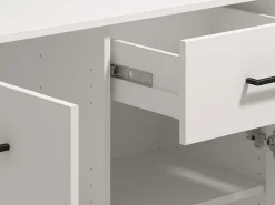 Credenza Bianco Nero 2 Ripiani un Cassetto 93x40x90h cm, 2 Ante - Laerruu