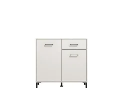 Credenza Bianco Nero 2 Ripiani un Cassetto 93x40x90h cm, 2 Ante - Laerruu
