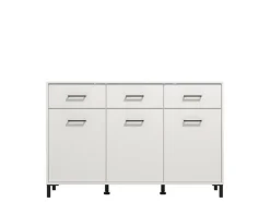 Credenza Bianco Nero 3 Ripiani un Cassetto 116x35x78h cm, 3 Ante - Uyuni