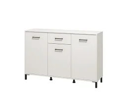 Credenza Bianco Nero 4 Ripiani 2 Cassetti 182.5x40x90h cm, 4 Ante - Grondona