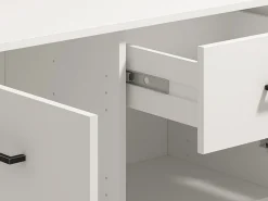Credenza Bianco Nero 4 Ripiani 2 Cassetti 182.5x40x90h cm, 4 Ante - Grondona