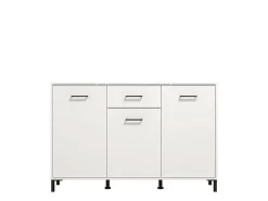 Credenza Bianco Nero 4 Ripiani 2 Cassetti 182.5x40x90h cm, 4 Ante - Grondona
