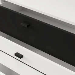 Credenza Bianco Nero un Ripiano 3 Cassetti 77x35x78h cm, 3 Vani - Diani