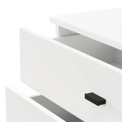 Credenza Bianco Opaco 3 Cassetti un Ripiano 77x35x78h cm, Apertura Scorrevole - Mindo