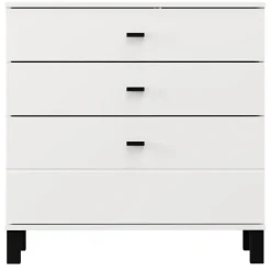 Credenza Bianco Opaco 3 Cassetti un Ripiano 77x35x78h cm, Apertura Scorrevole - Mindo