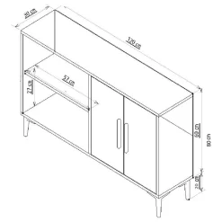 Credenza Bianco oro 2 Ripiani 4 Ante 120x30x80h cm, Effetto Geometrico - Thiene