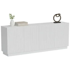 Credenza Bianco 4 Ripiani 4 Ante 200x40x78h cm, 8 Vani - Masainas