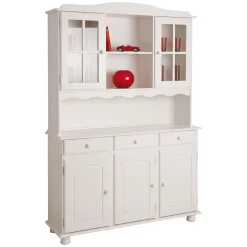 Credenza Bianco 6 Ripiani 3 Cassetti 130x32x198h cm, 5 Ante - Presezzo