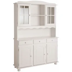 Credenza Bianco 6 Ripiani 3 Cassetti 130x32x198h cm, 5 Ante - Presezzo