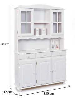 Credenza Bianco 6 Ripiani 3 Cassetti 130x32x198h cm, 5 Ante - Presezzo