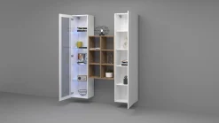 Credenza Bianco 8 Ripiani 16 Vani 40x30x180h cm, 2 Ante - Rimella