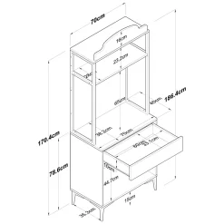 Credenza Bianco Rovere Marrone un Cassetto un Ripiano 70x40x186h cm, Apertura Battente, Scorrevole - Nemoli
