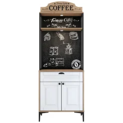 Credenza Bianco Rovere Marrone un Cassetto un Ripiano 70x40x186h cm, Apertura Battente, Scorrevole - Nemoli