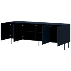 Credenza blu 2 Ripiani Apertura Battente 200x42x75h cm, 4 Ante - Canino