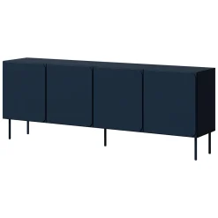 Credenza blu 2 Ripiani Apertura Battente 200x42x75h cm, 4 Ante - Canino
