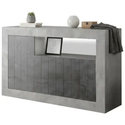Credenza cemento e ardesia 138x42x86h cm 3 ante - Dolphin