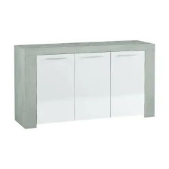 Credenza cemento e bianca porta bicchieri 144x42x80h cm 3 ante - Amaculi