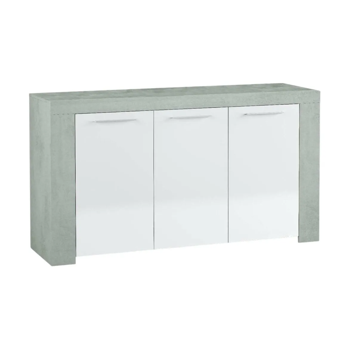 Credenza cemento e bianca porta bicchieri 144x42x80h cm 3 ante - Amaculi