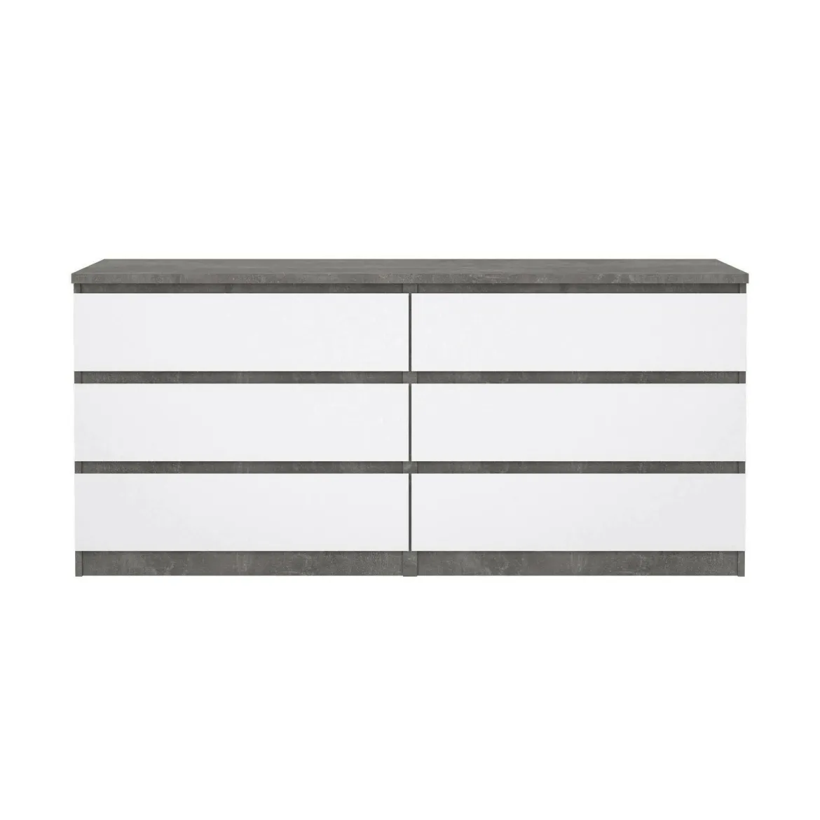 Credenza cemento e bianco lucida 153x50x70h cm 6 cassetti - Abacadabra