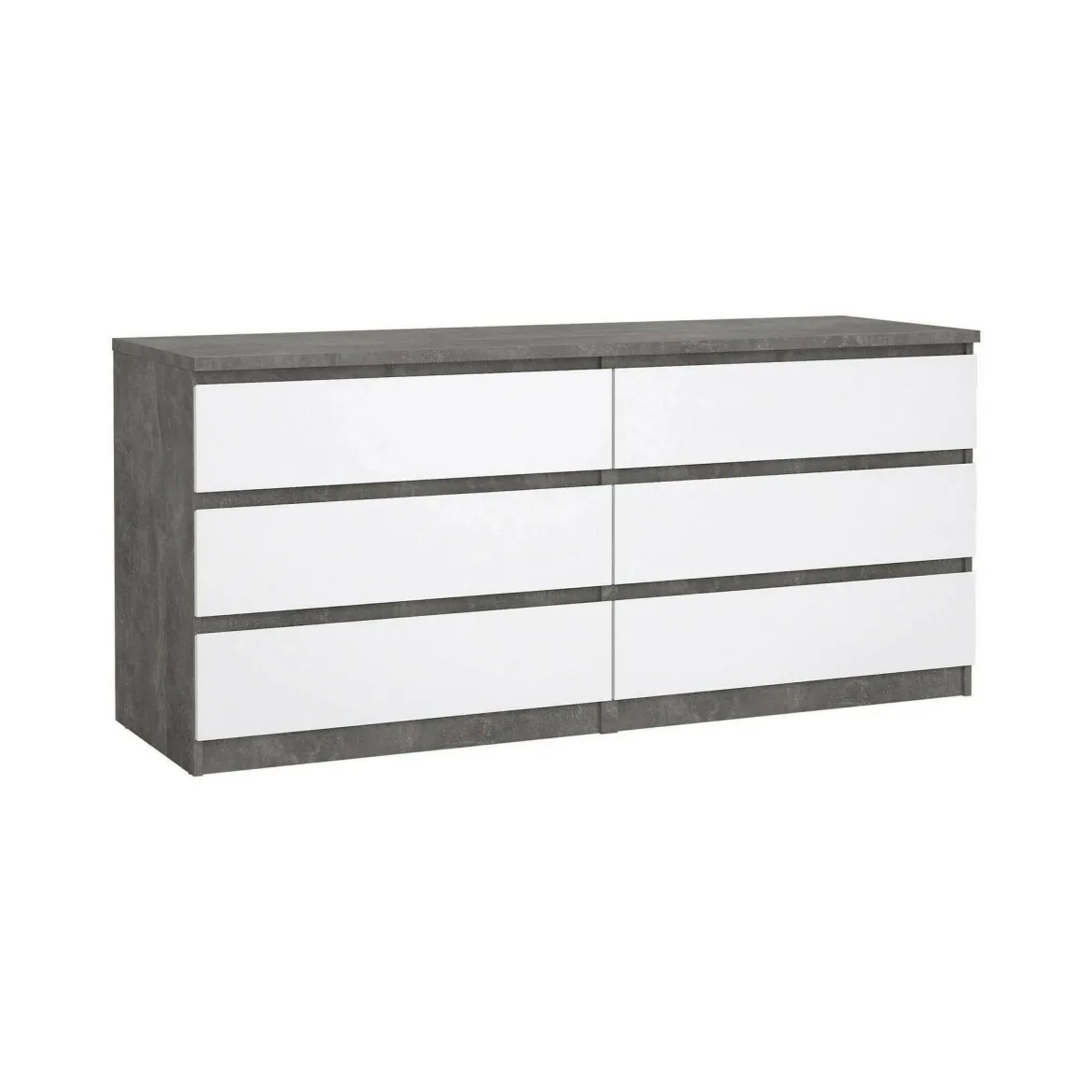 Credenza cemento e bianco lucida 153x50x70h cm 6 cassetti - Abacadabra