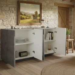 Credenza cemento 184x45x77h cm 3 ante - Aminda