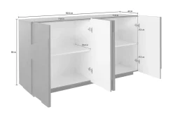 Credenza cemento 184x45x77h cm 3 ante - Aminda