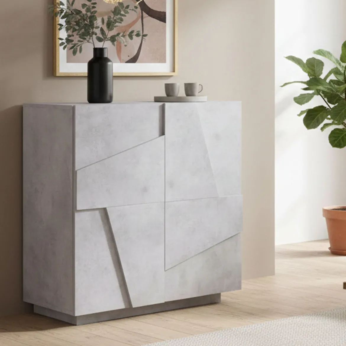 Credenza cemento 81x44x86h cm 2 ante - Arli