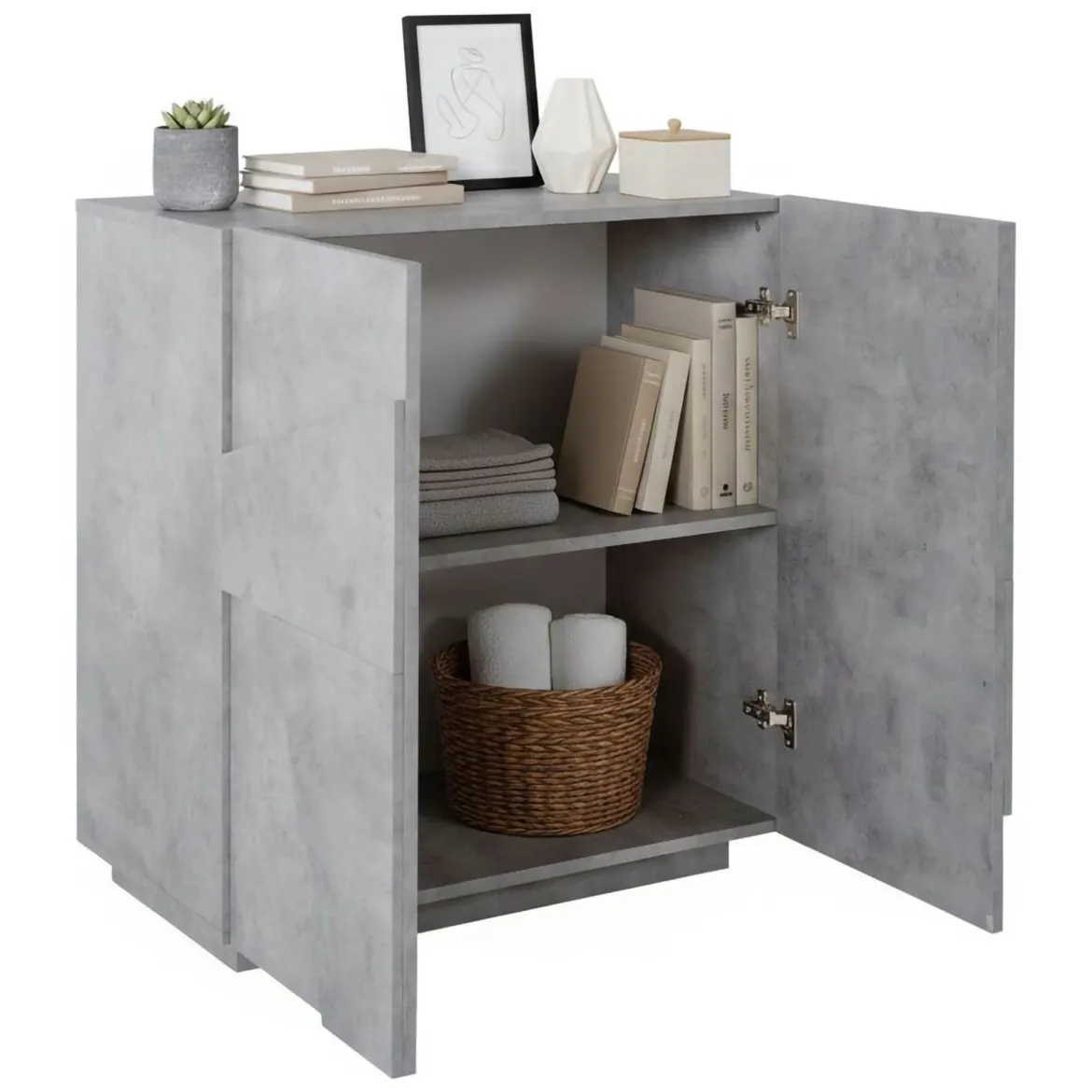 Credenza cemento 81x44x86h cm 2 ante - Arli