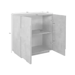 Credenza cemento 81x44x86h cm 2 ante - Arli