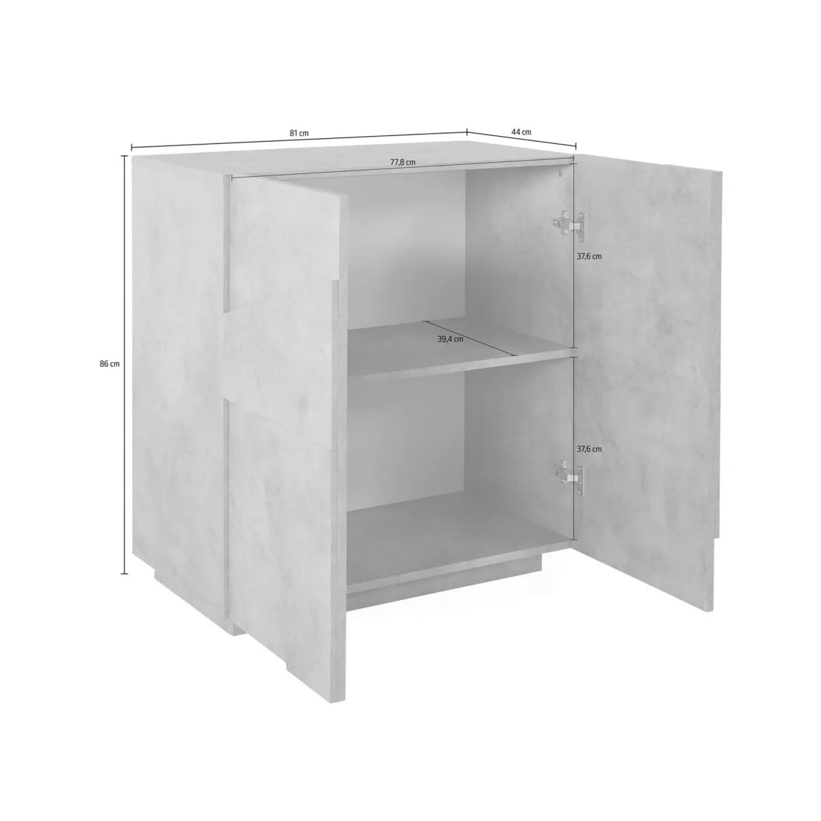 Credenza cemento 81x44x86h cm 2 ante - Arli