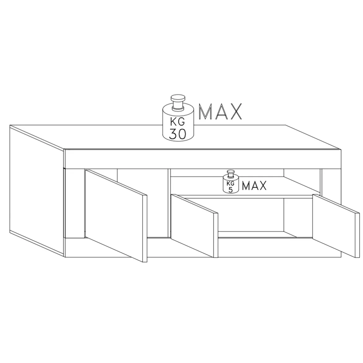 Credenza cemento 138x42x86h cm 3 ante - Dolphin