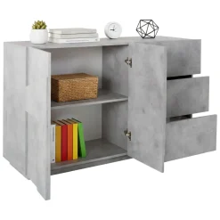 Credenza cemento 142x44x86h cm 2 ante e 3 cassetti - Aydee